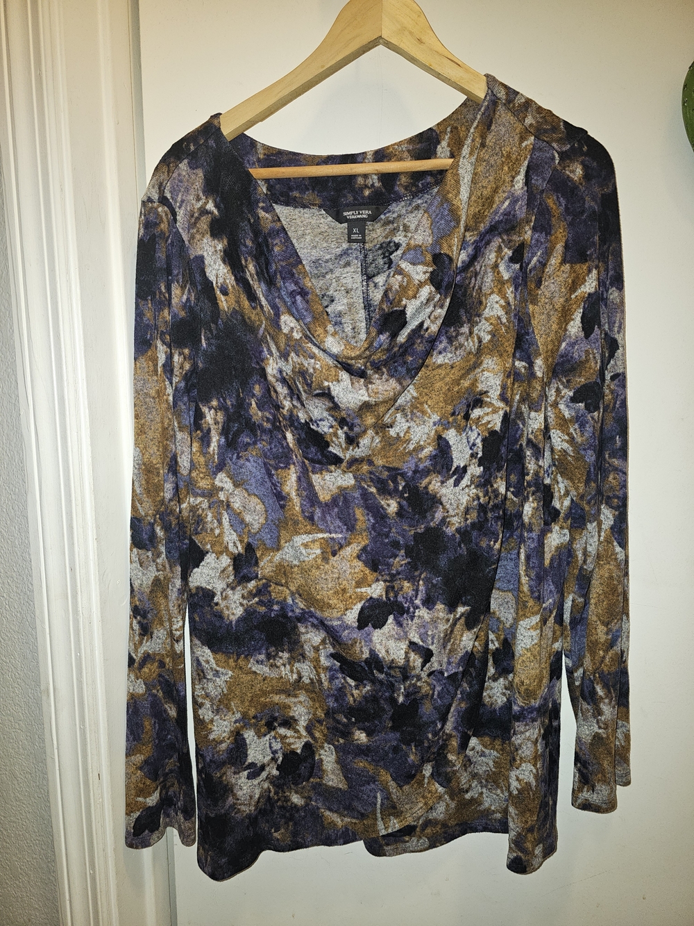 Simply Vera Vera Wang Abstract Cowl Neck Knit Top Thin Sweater XL